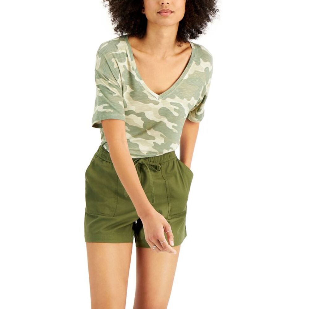 Style & Co Drapey V Neck Short Sleeve T-Shirt